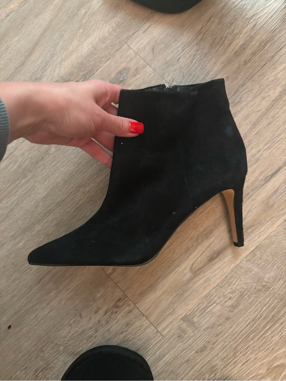 SAM EDELMAN BLACK SUEDE POINTED TOE BOOTIES US8.5